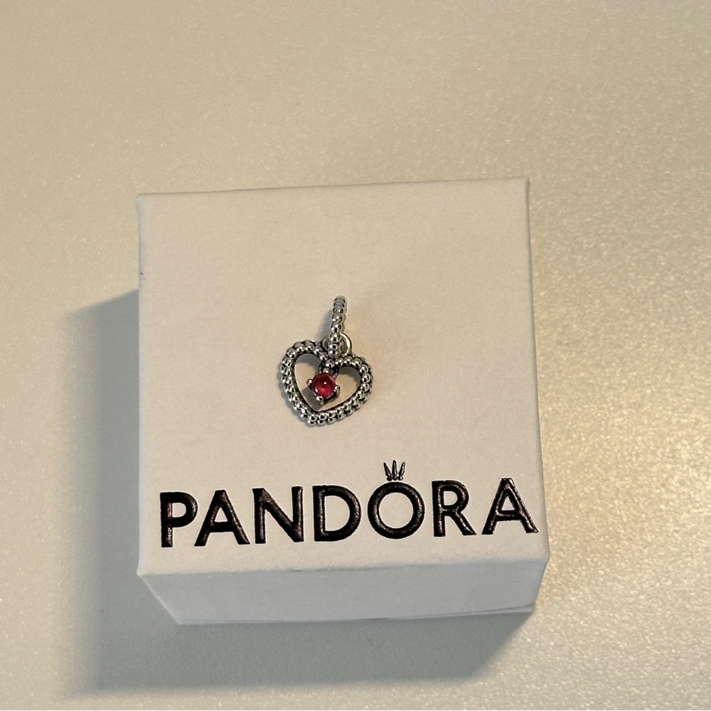 Pandora October Petal Pink Beaded Heart Dangle Charm